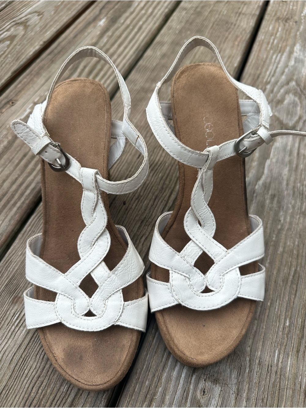 Aerosole White Braided Leather Slingback Sandals - Women